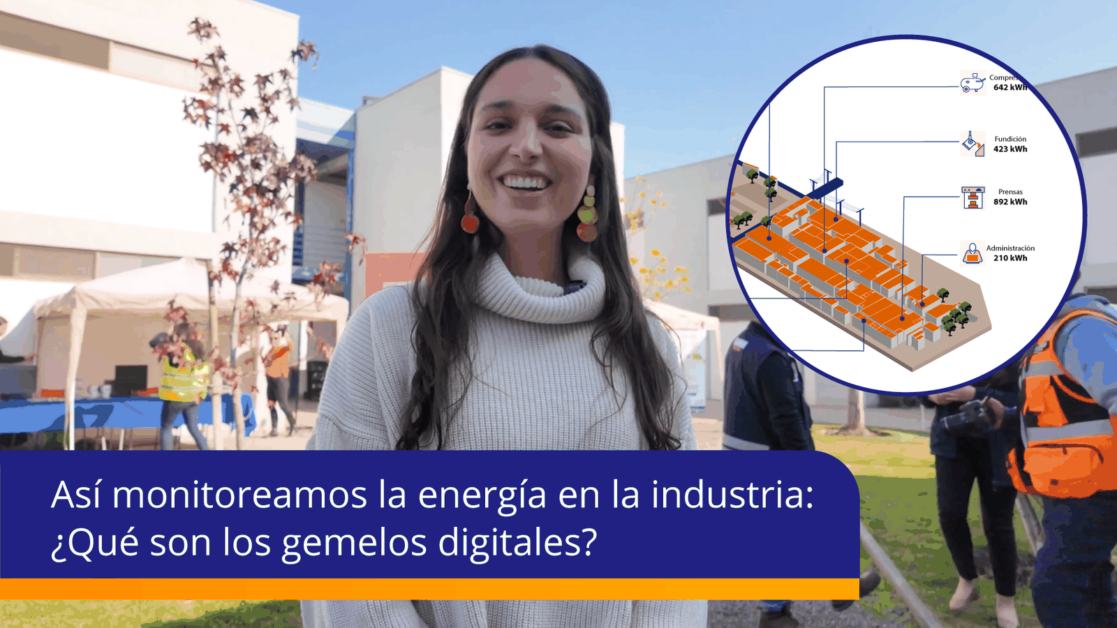 Detalle de monitoreo energético industrial con gemelo digital