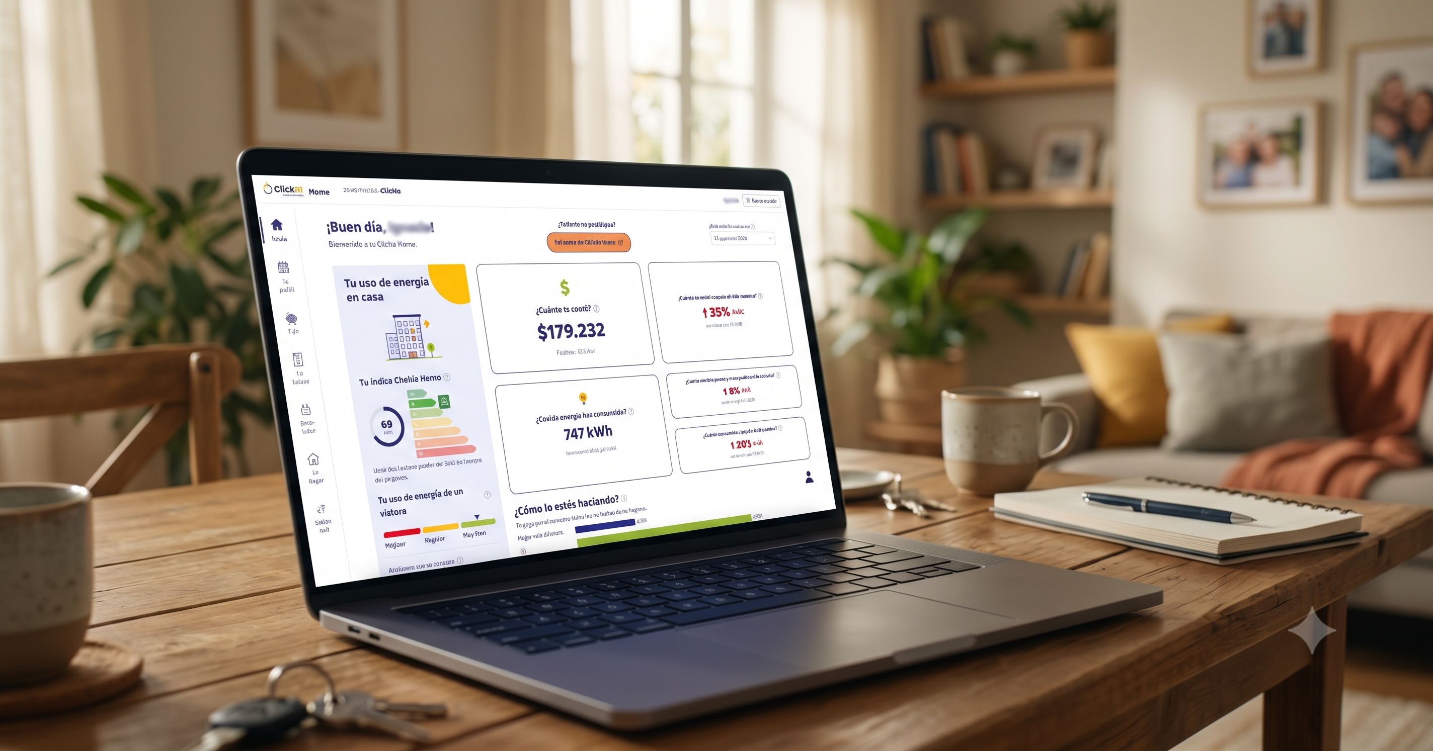 Plataforma Clickie Home en un computador portátil