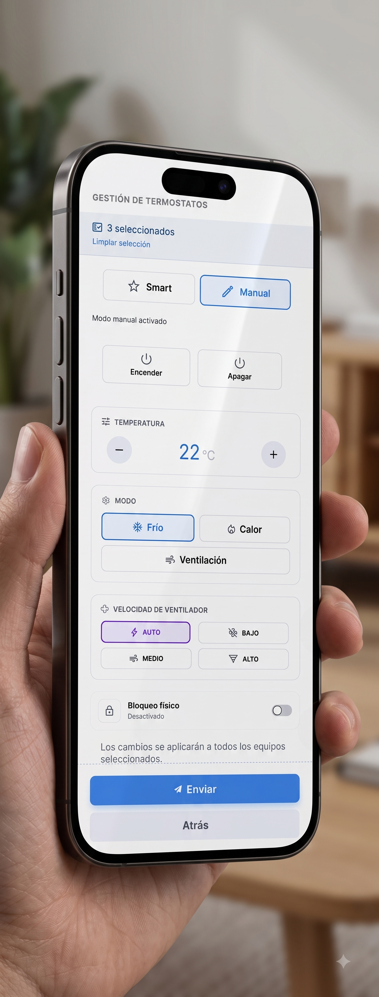Gestión de termostatos desde el celular para controlar la climatización