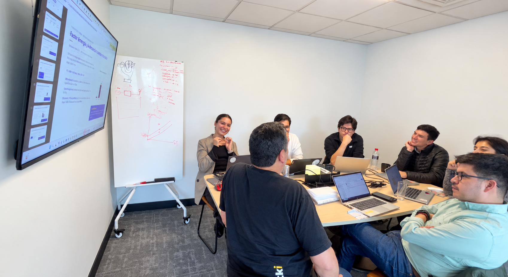 Equipo Clickie reunido para analizar información de la operación